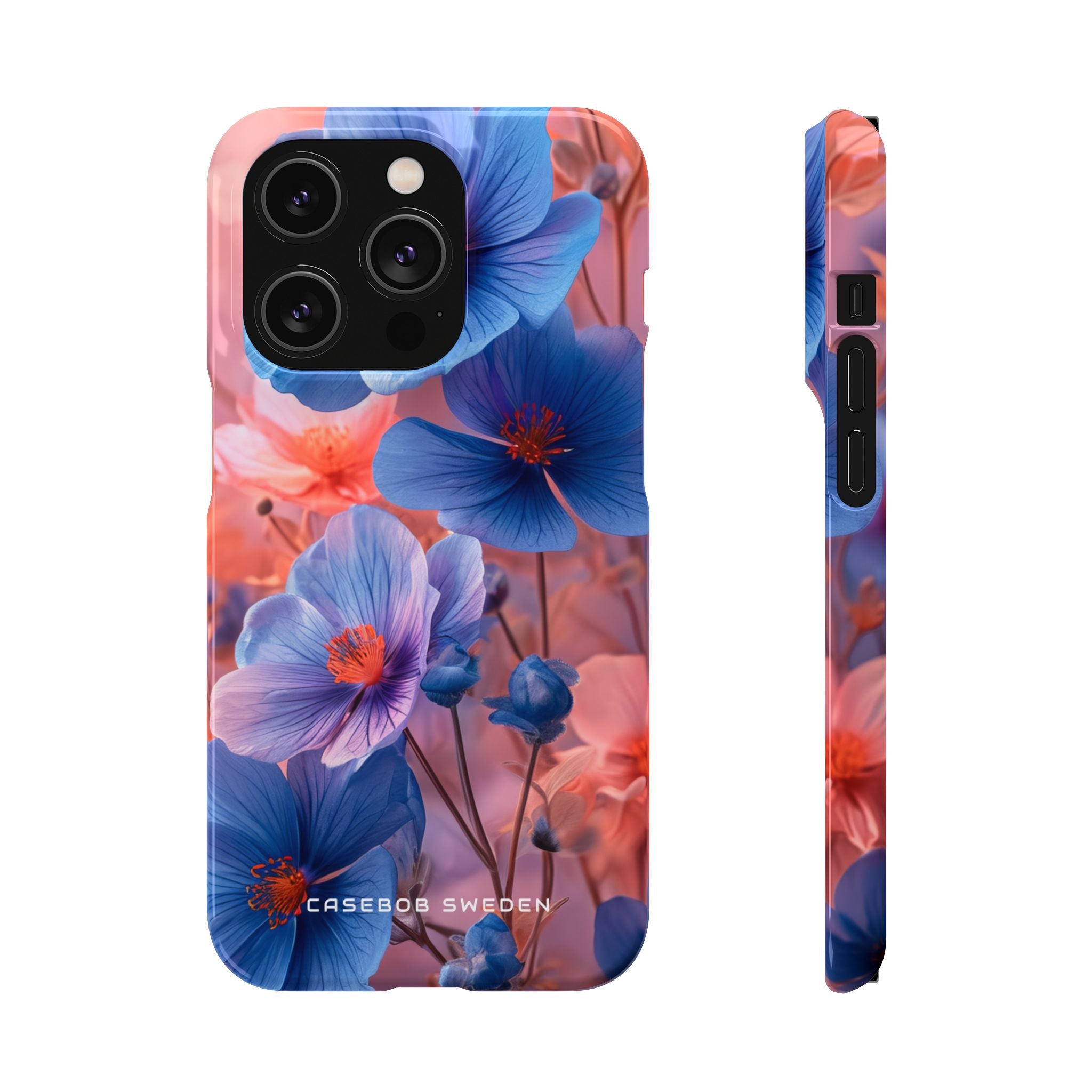 Harmonious Blooming Blues and Pinks iPhone 14 - Slim Phone Case