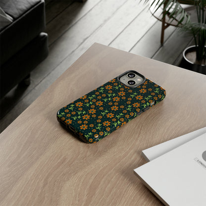 Green Flower Pattern - Protective Phone Case