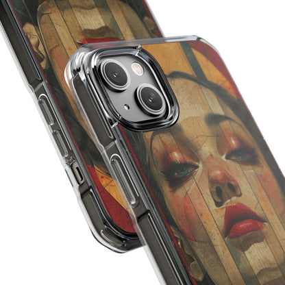 Bold Art Deco Portrait - Clear Impact iPhone 14 Phone Case