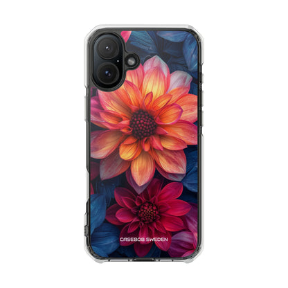 Floral Harmony Orange Blue - Clear Impact iPhone 16 Phone Case