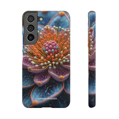 Blue-Orange Floral Swirl - Slim Samsung S22 Phone Case