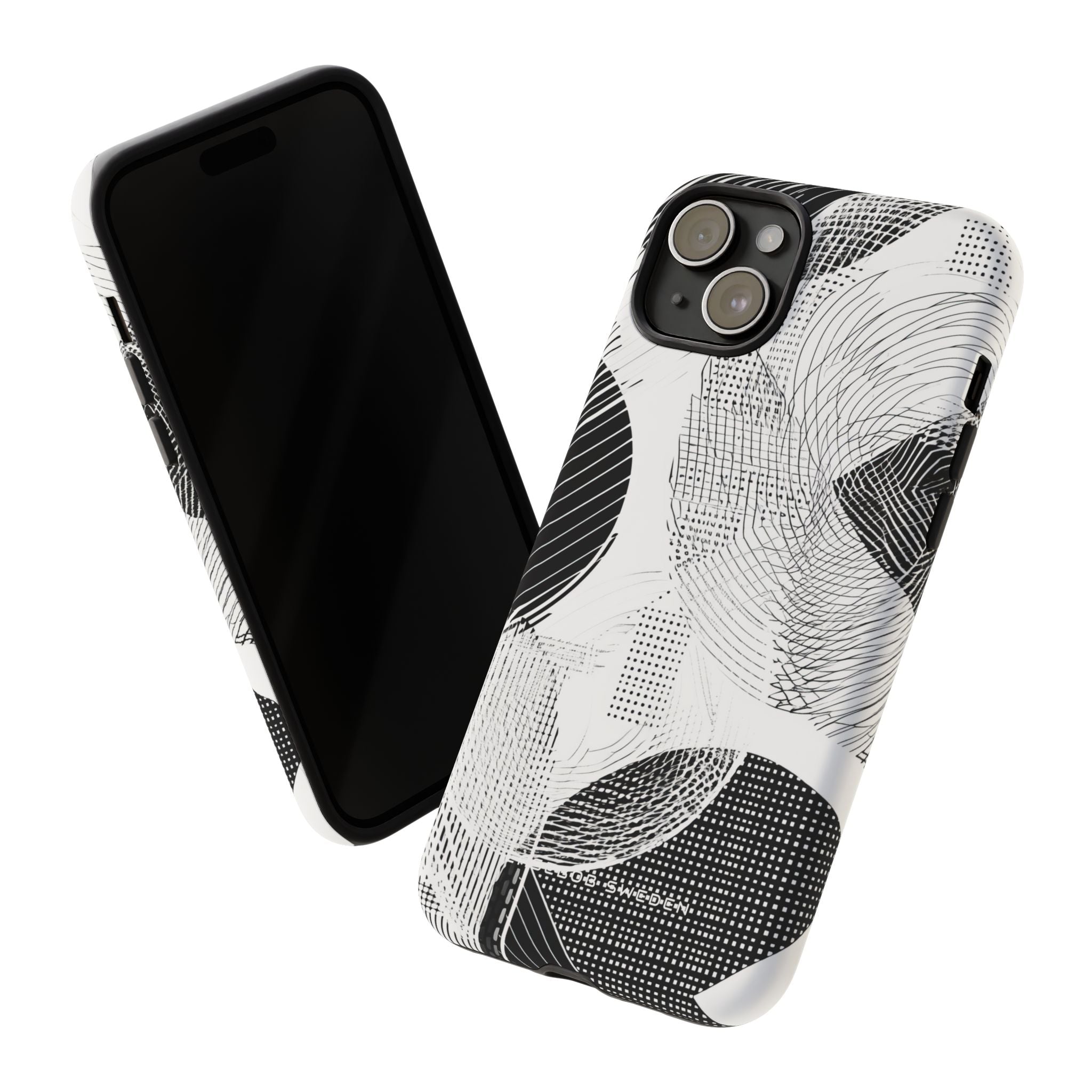 Geometric Monochrome Flow iPhone 15 - Tough Phone Case