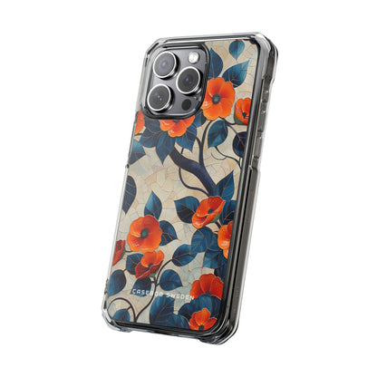 Orange Blossoms Mosaic Harmony iPhone 15 - Clear Impact Phone Case