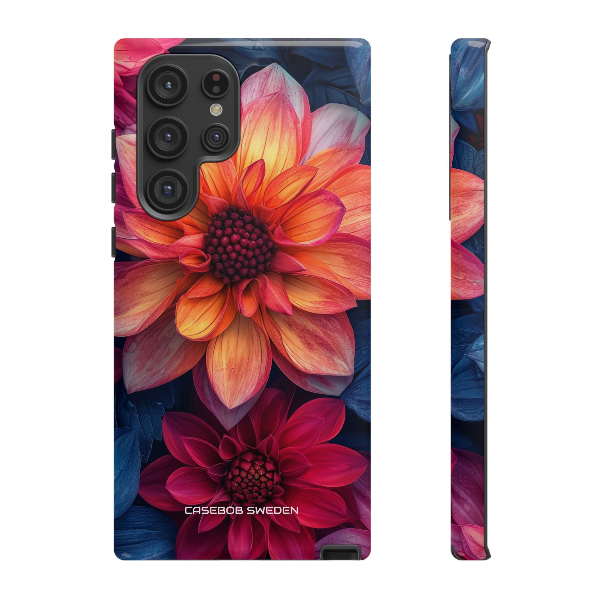 Floral Harmony Orange Blue - Tough Samsung S22 Phone Case