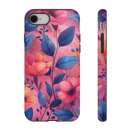 Herringbone Blossom Harmony - Protective Phone Case