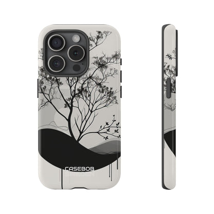 Monochrome Drip Tree iPhone 15 - Resistente
