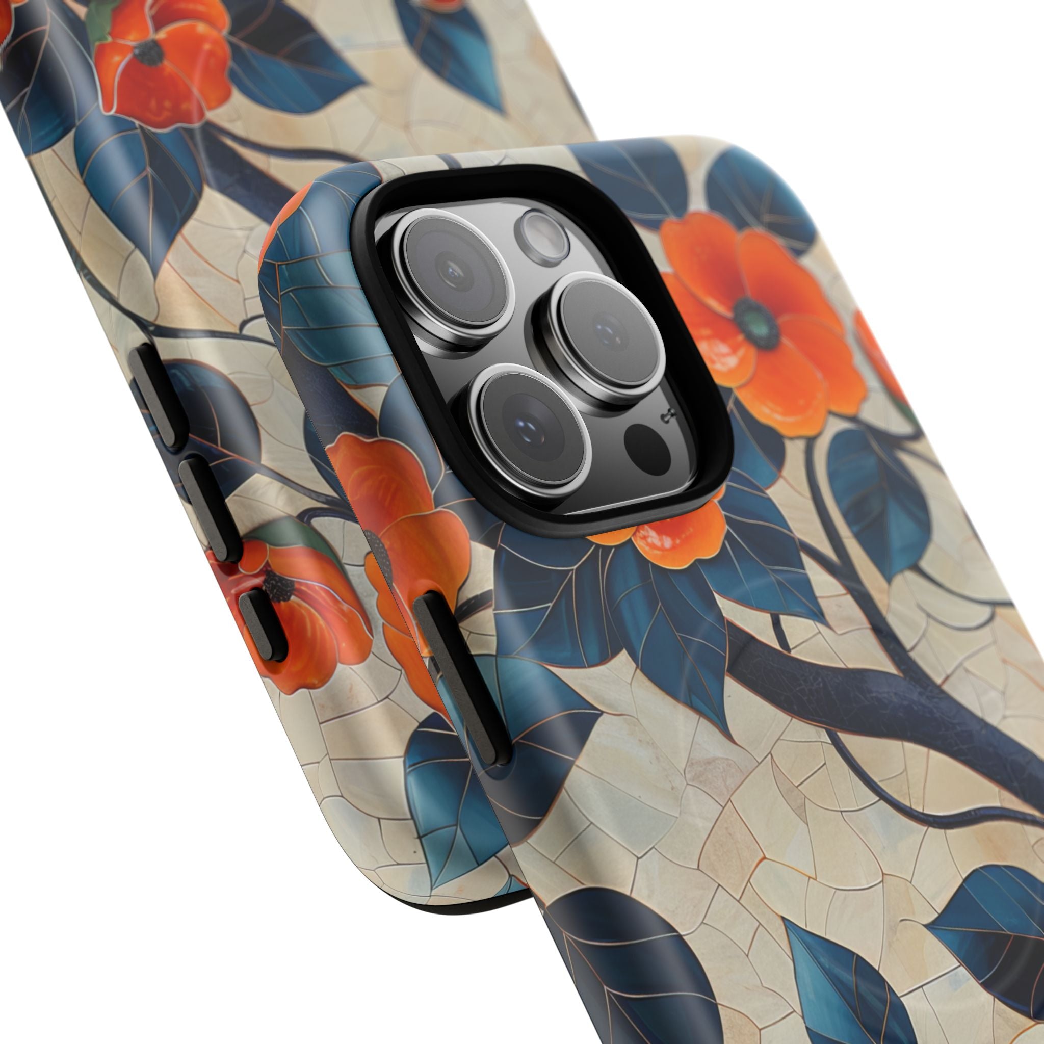 Orange Blossoms Mosaic Harmony iPhone 16 | Tough+ Phone Case