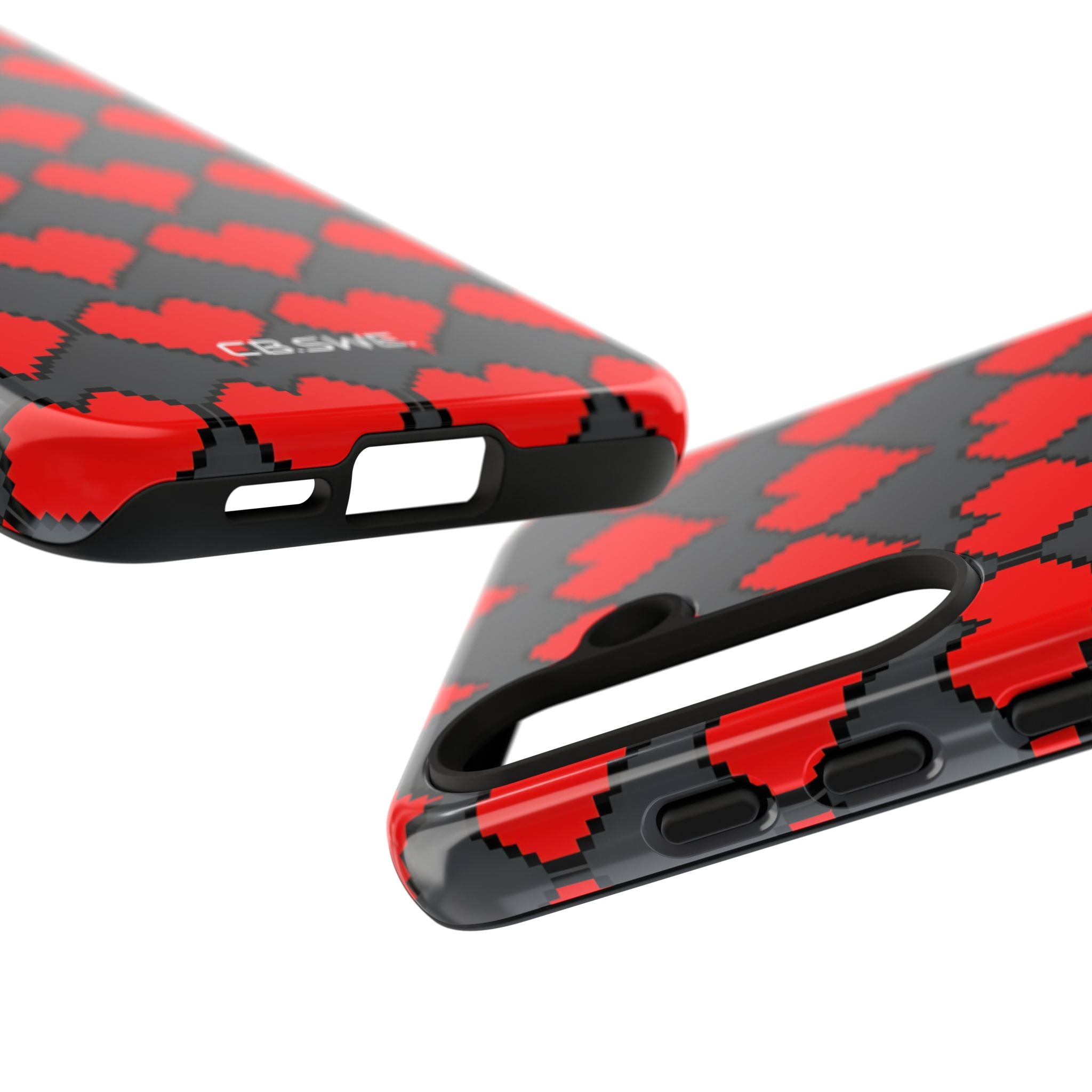 Red Heart Dark Gray Diamonds Seamless Samsung S24 - Tough