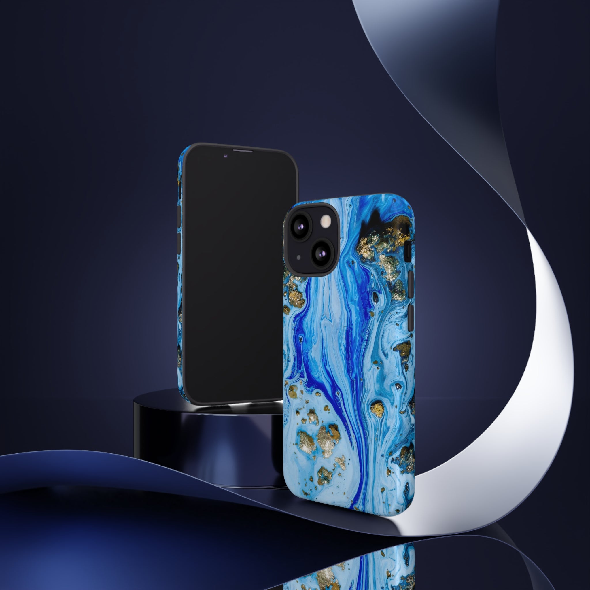 Blue Ice Ink Art iPhone Case (Protective) Phone Case