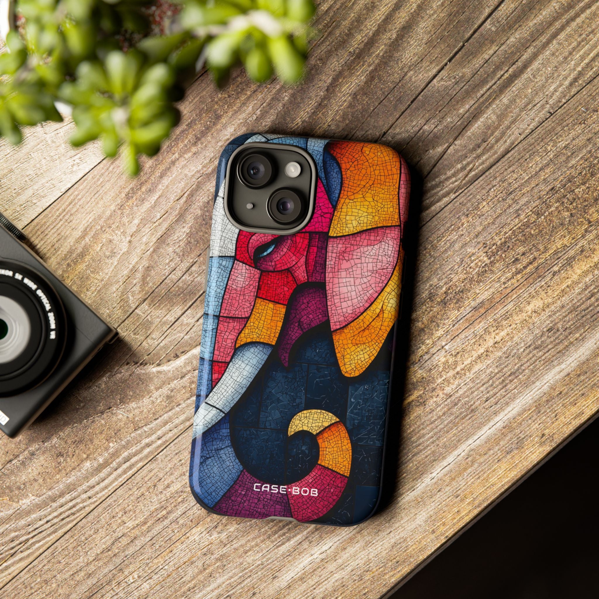 Elephant Mosaic iPhone 15 Case - Tough