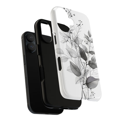 Veined Leaves Gray iPhone 16 Case - Tough+