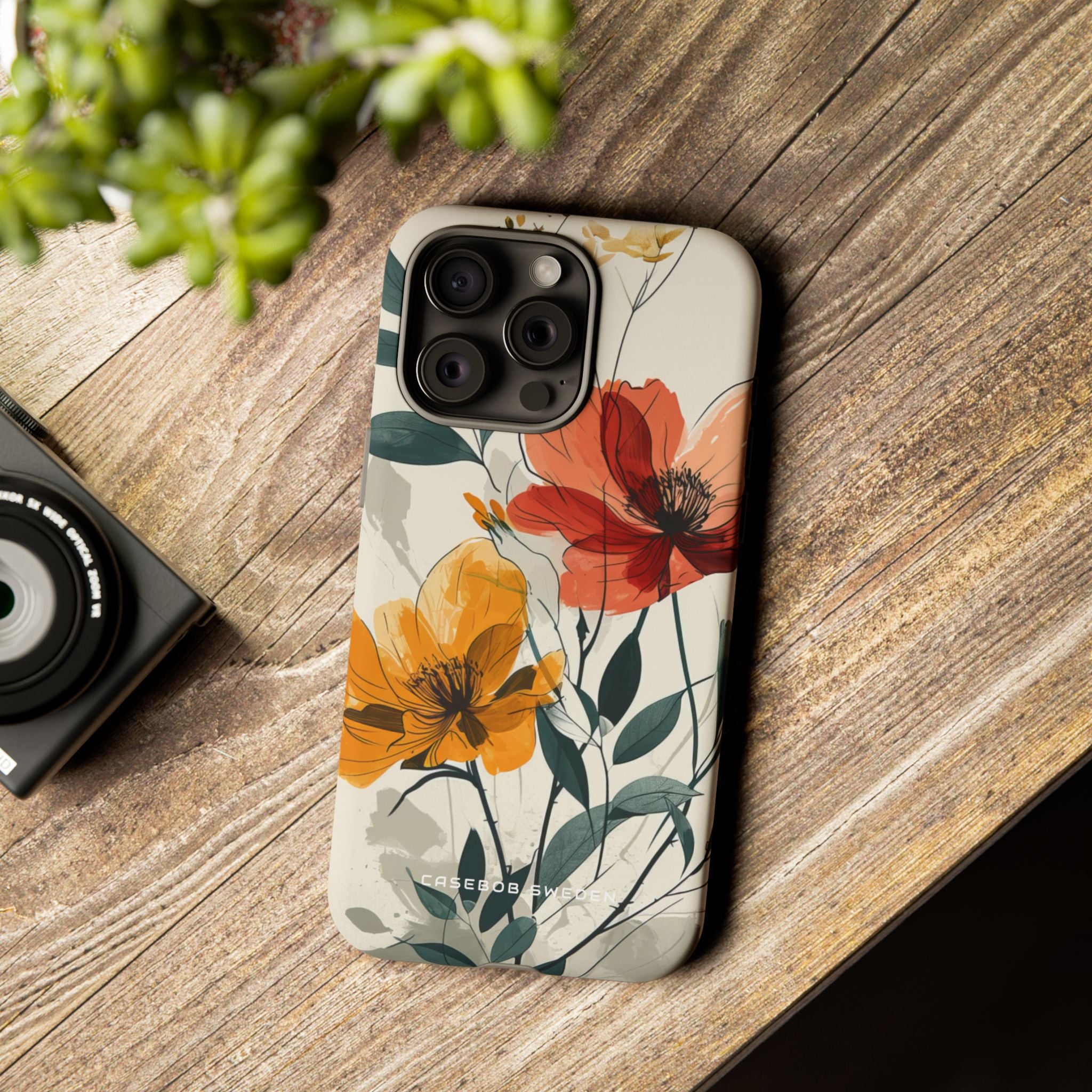 Elegant Floral Harmony iPhone 15 - Tough Phone Case