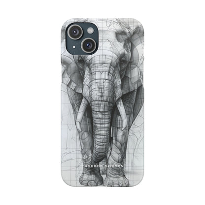 Elephant Line Geometry iPhone 15 - Slim Phone Case