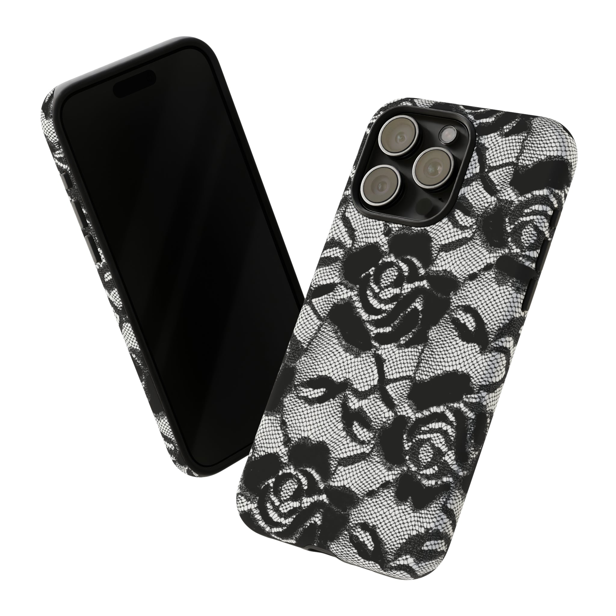 Black Rose Lace Gothic Flower - Protective Phone Case