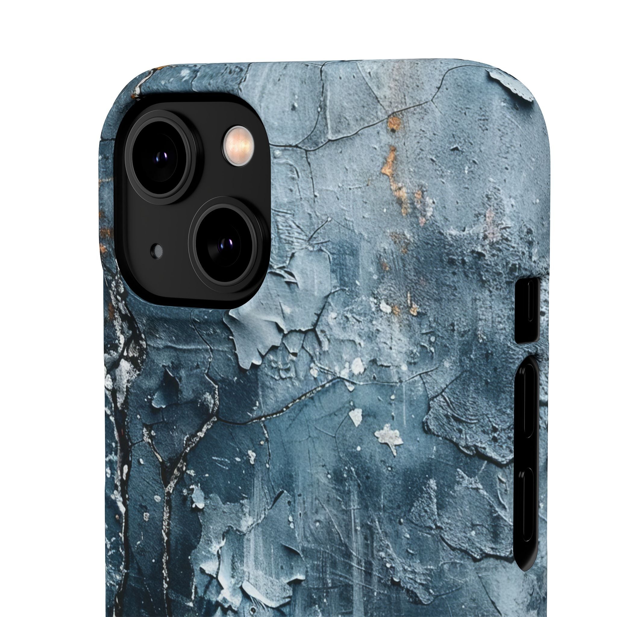 Weathered Blue Tapestry with Cracked Layers iPhone 14 - Slim Phone Case