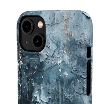 Weathered Blue Tapestry with Cracked Layers iPhone 14 - Slim Phone Case