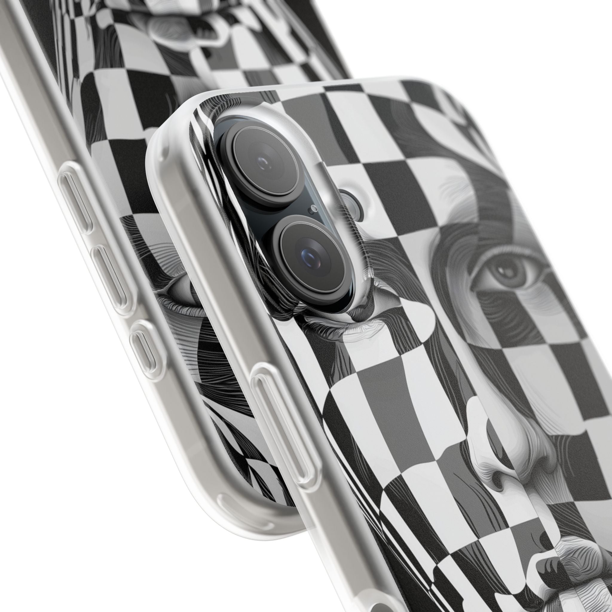 Checkered Face iPhone 16 Case - Soft