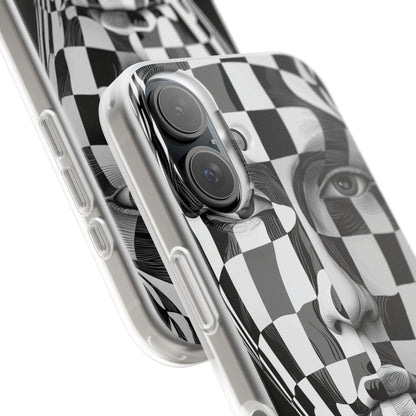 Checkered Face iPhone 16 Case - Soft