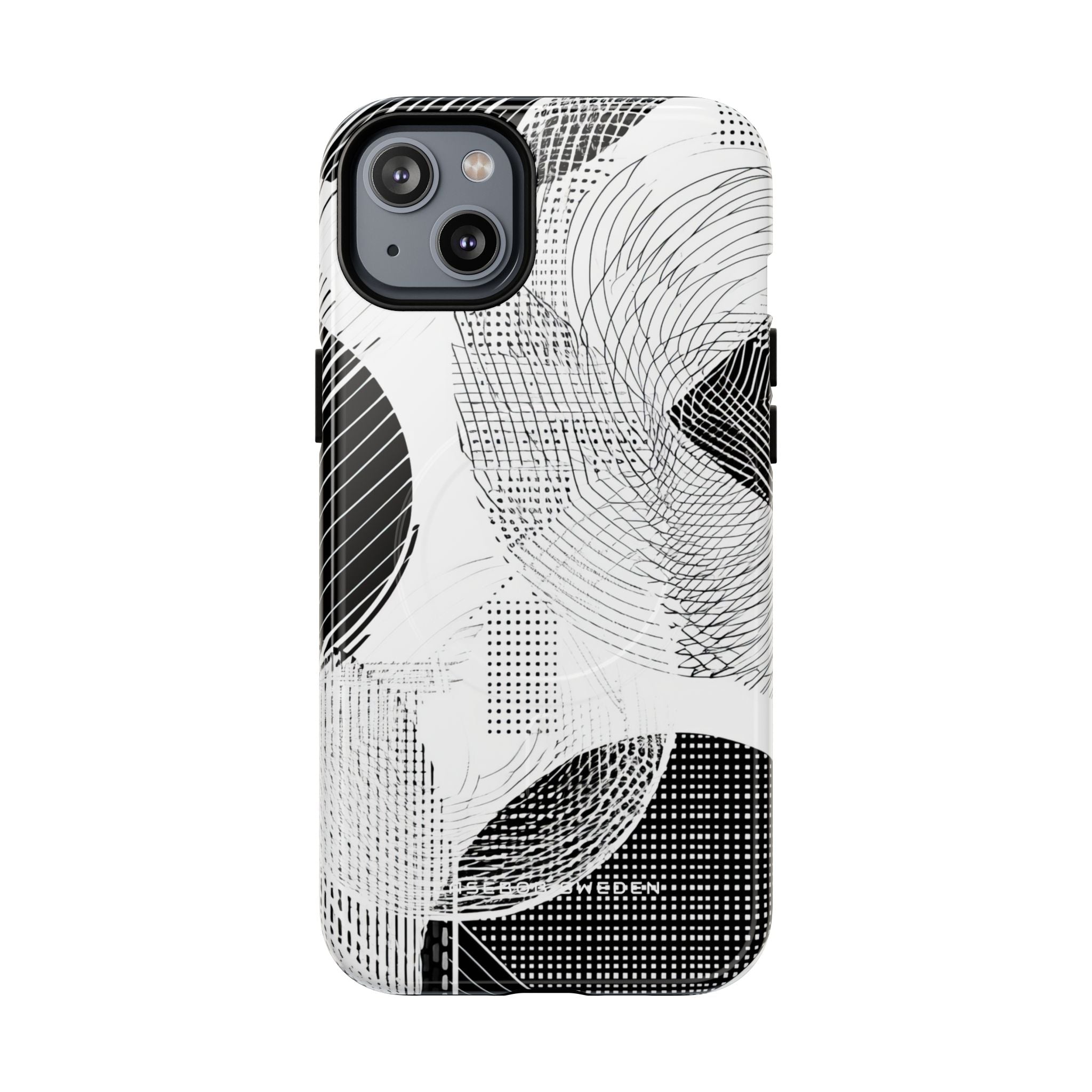 Geometric Monochrome Flow iPhone 14 | Tough+ Phone Case