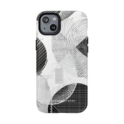 Geometric Monochrome Flow iPhone 14 | Tough+ Phone Case