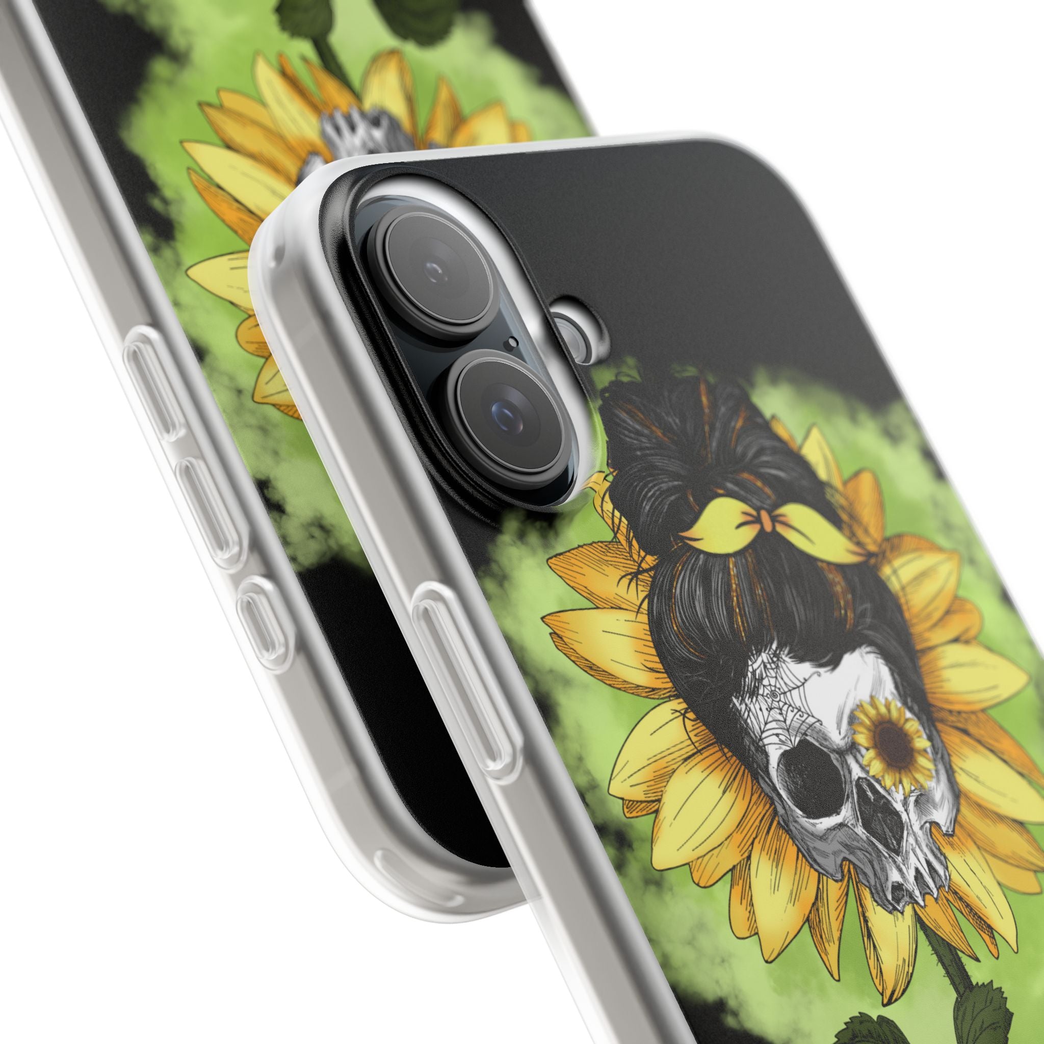Sunflower Skull iPhone 16 Plus Case - Soft