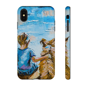 Boy with Dog - Protective Phone Case