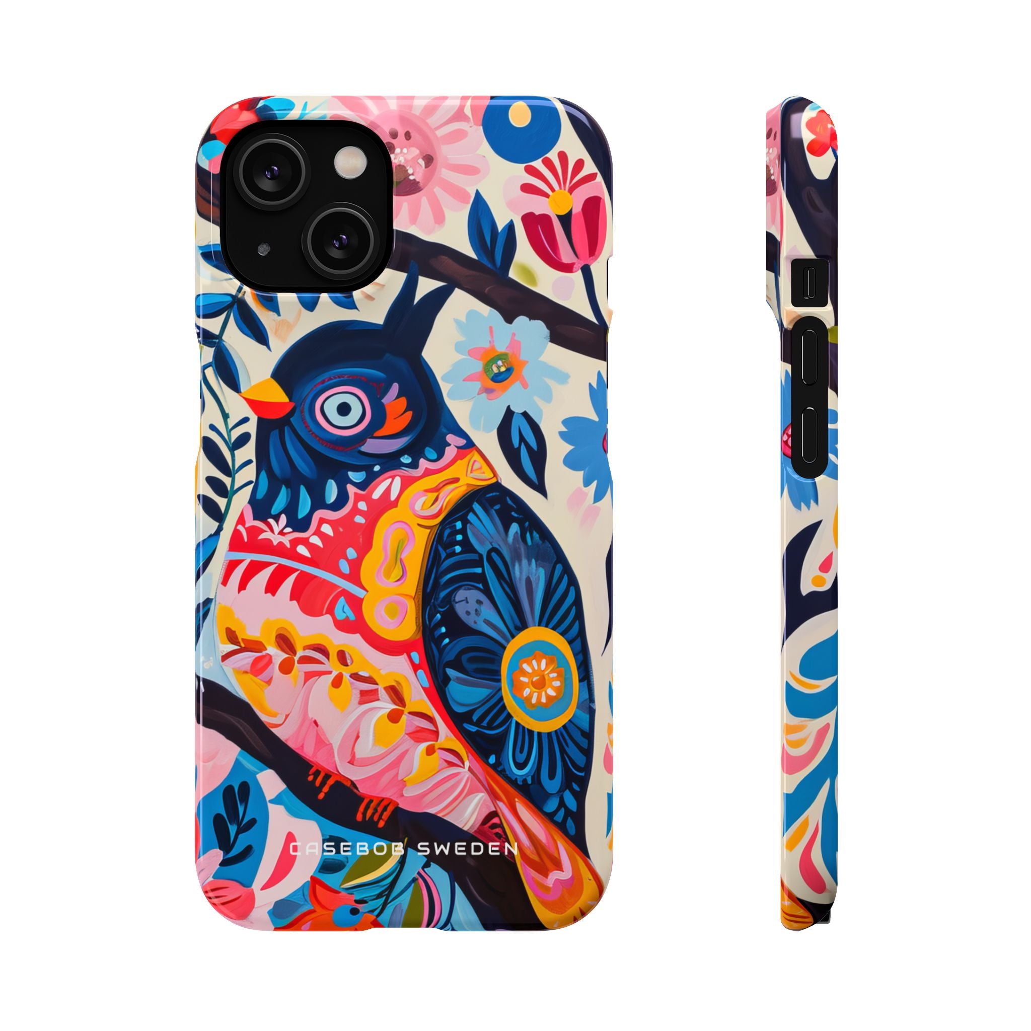 Whimsical Vintage Owl with Floral Charm iPhone 14 - Slim Phone Case