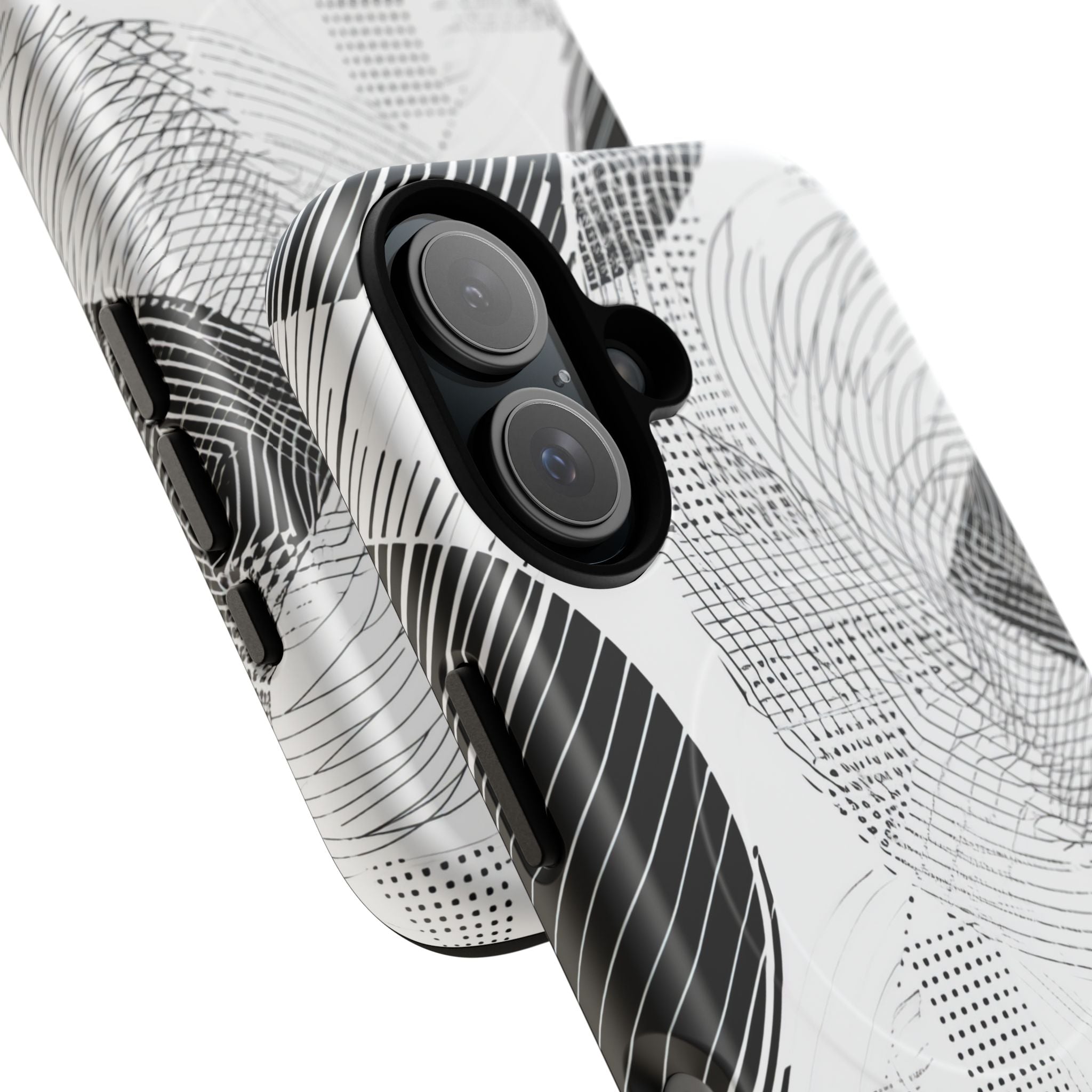 Geometric Monochrome Flow iPhone 16  Tough+ Phone Case