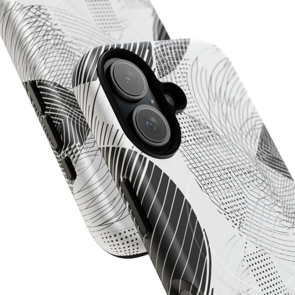 Geometric Monochrome Flow iPhone 16 | Tough+ Phone Case