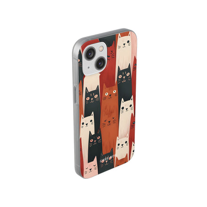 Elongated Cats Black iPhone 14 Case - Soft