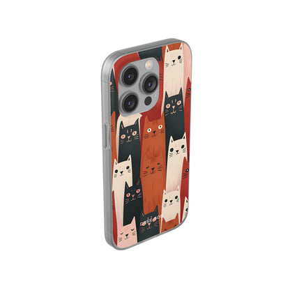 Elongated Cats Black iPhone 14 Pro Case - Soft