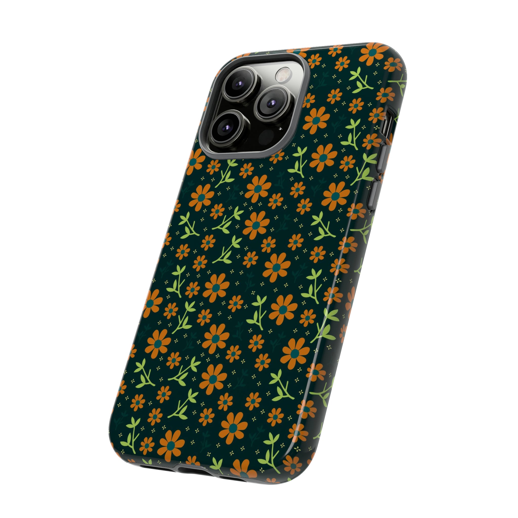 Green Flower Pattern - Protective Phone Case