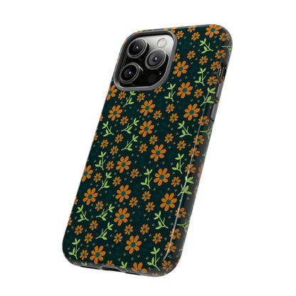 Green Flower Pattern - Protective Phone Case