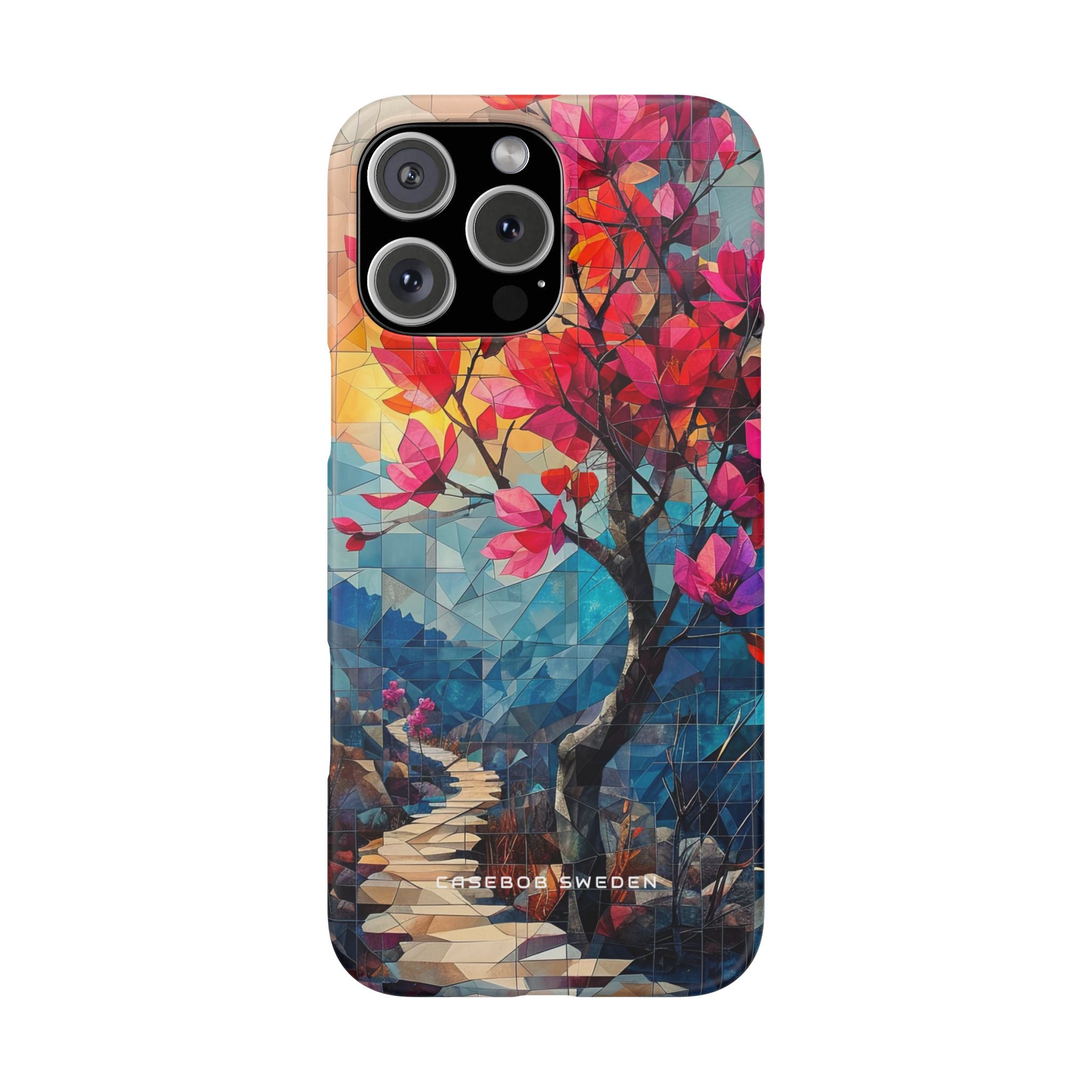 Vibrant Geometric Tree Landscape iPhone 16 - Slim Phone Case