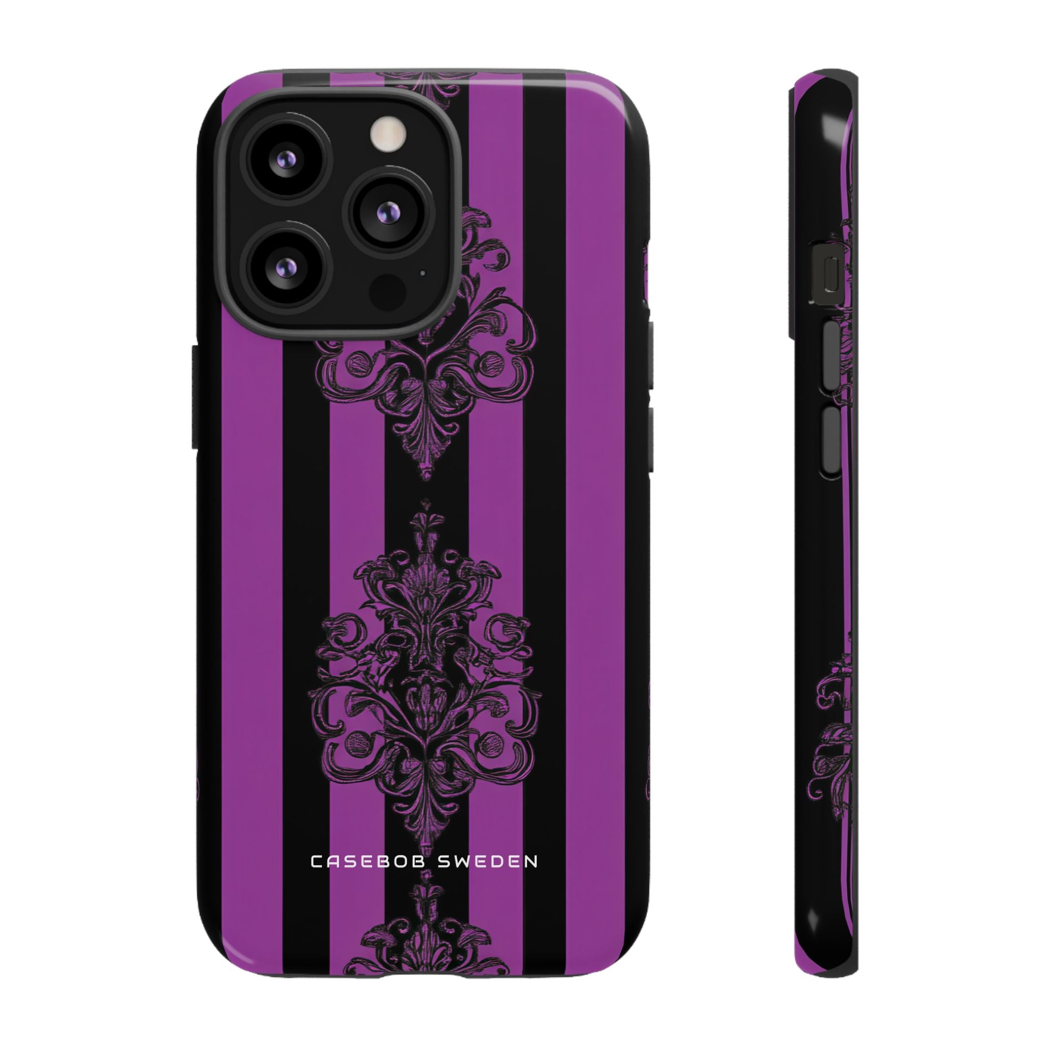 Gothic Elegance with Vertical Stripes and Ornamental Motifs iPhone 13 - Tough Phone Case