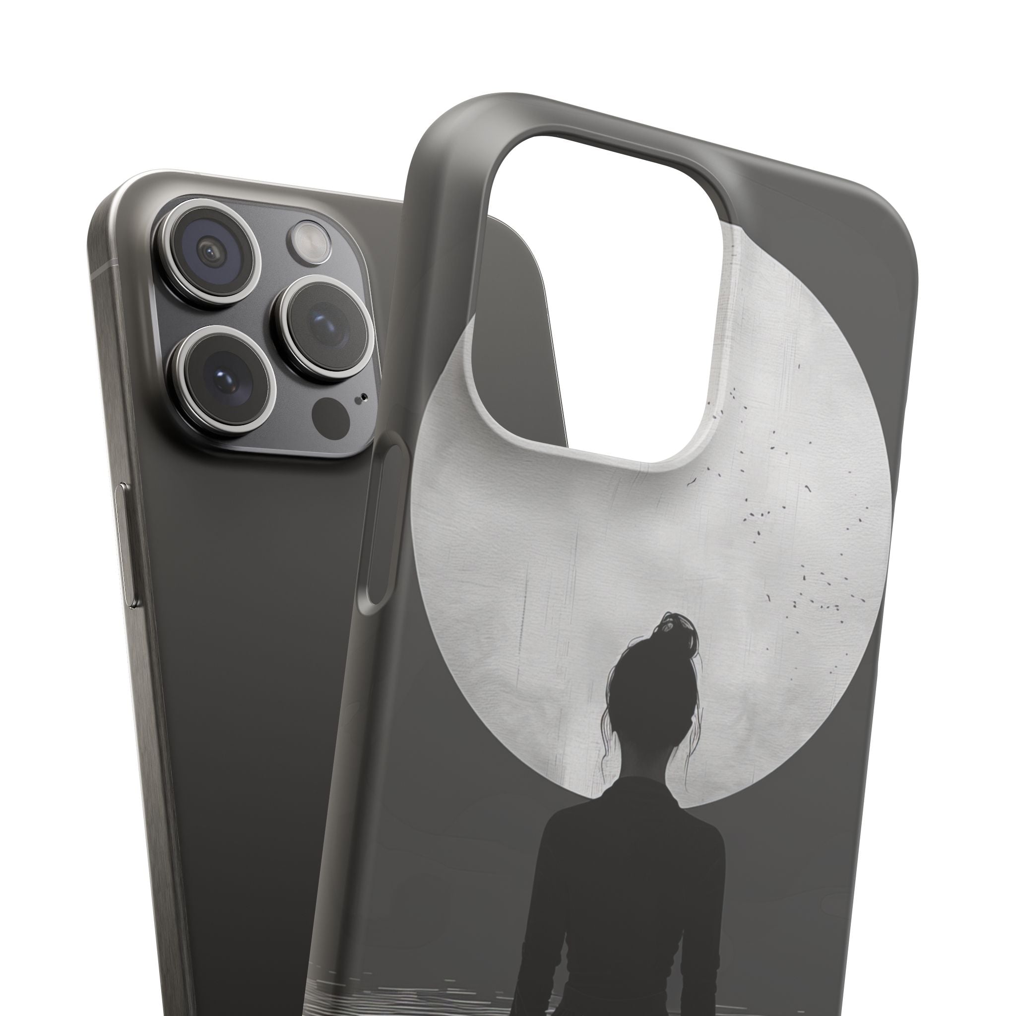 Zen Serenity Moon Reflection iPhone 15 - Slim Phone Case