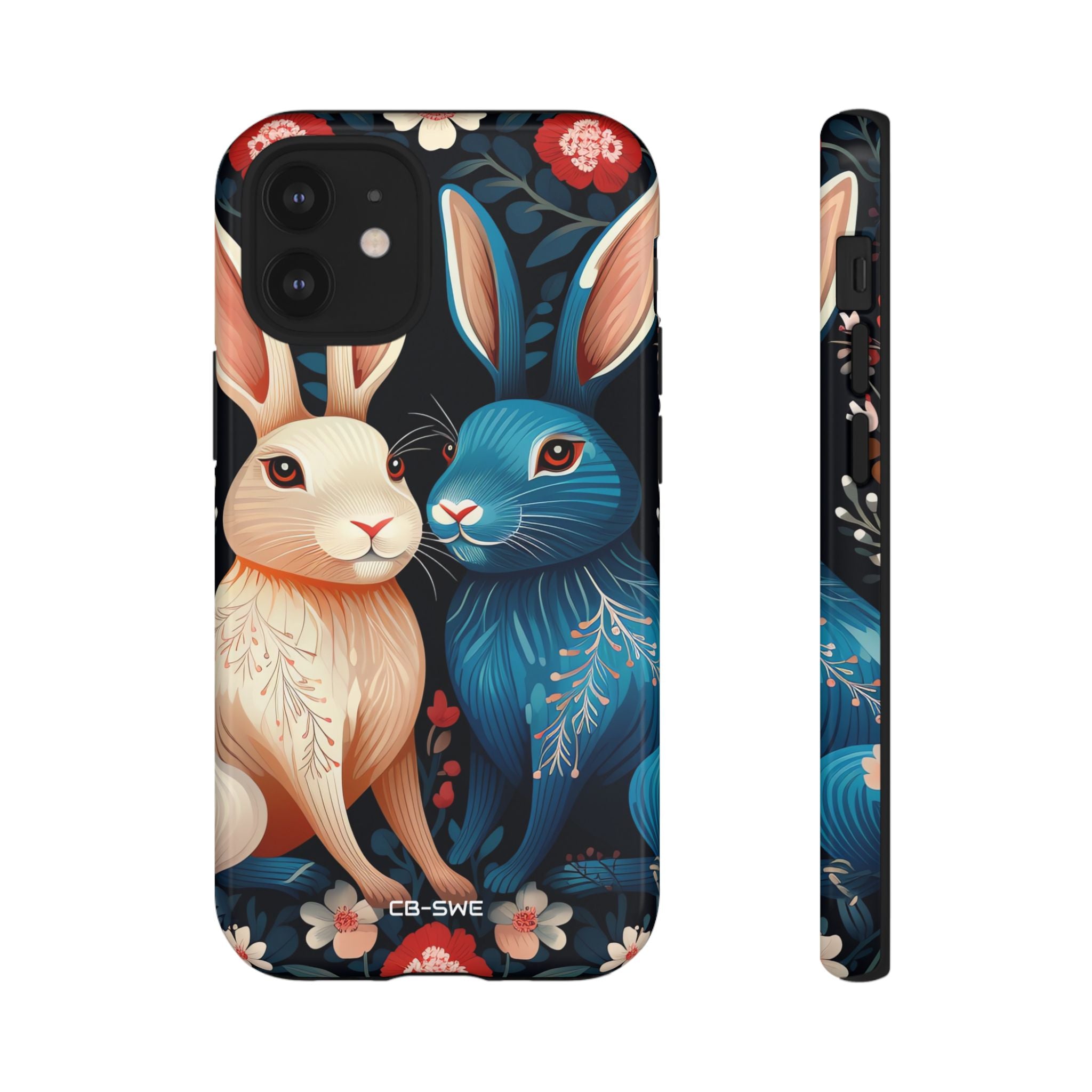 Rabbits Embrace Blossoms - iPhone Case
