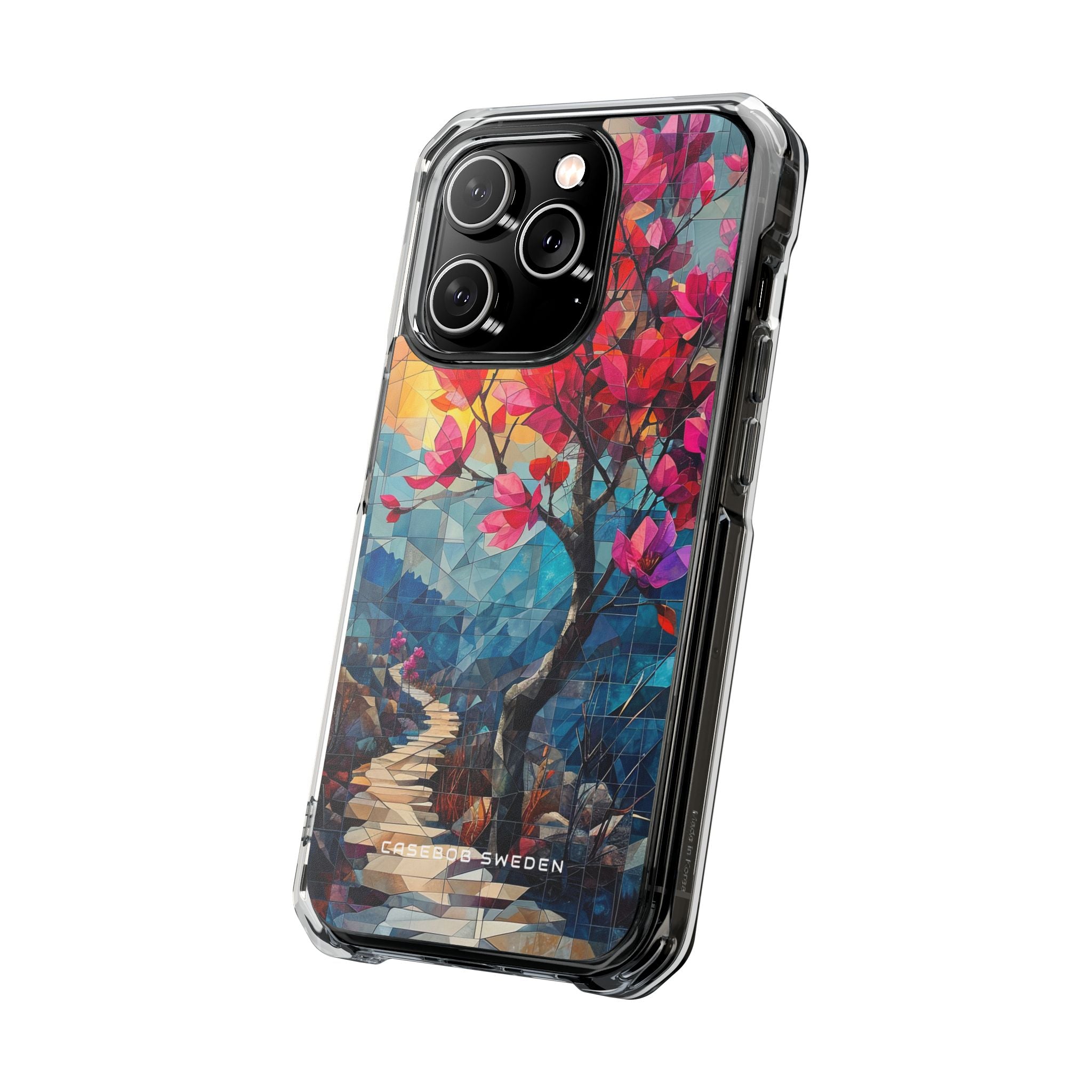 Vibrant Geometric Tree Landscape iPhone 14 - Clear Impact Phone Case