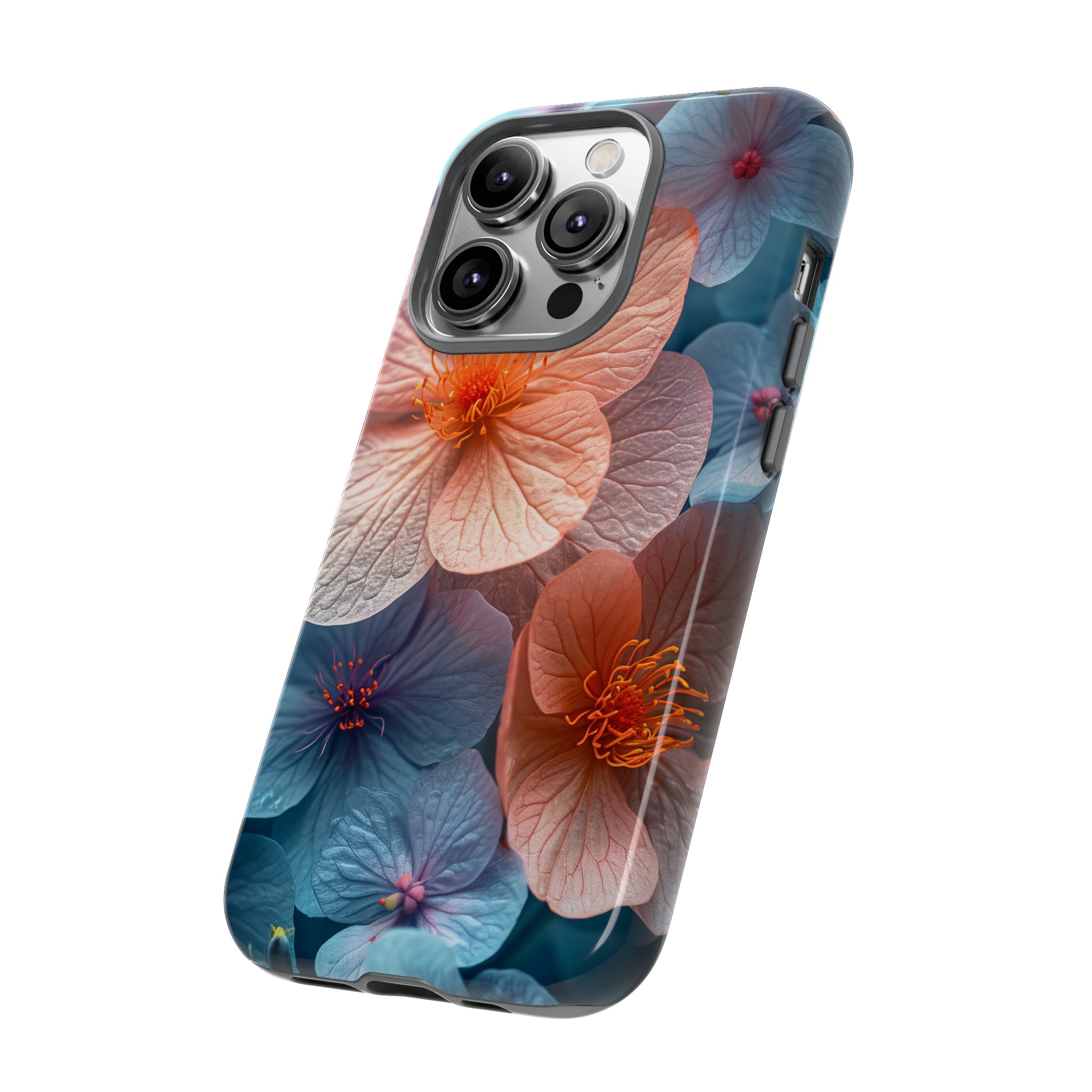 Bright Blue Floral Serenity - Protective Phone Case