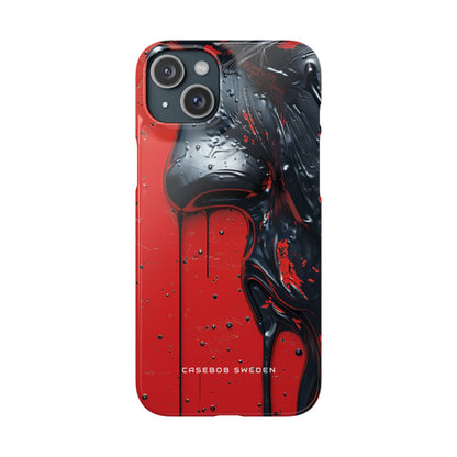 Textured Crimson Bloom iPhone 15 - Slim Phone Case