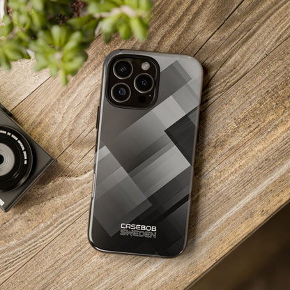 Grayscale Geometric Layers iPhone 16 - Tough