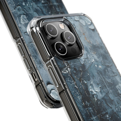 Weathered Blue Tapestry with Cracked Layers iPhone 14 - Clear Impact Phone Case