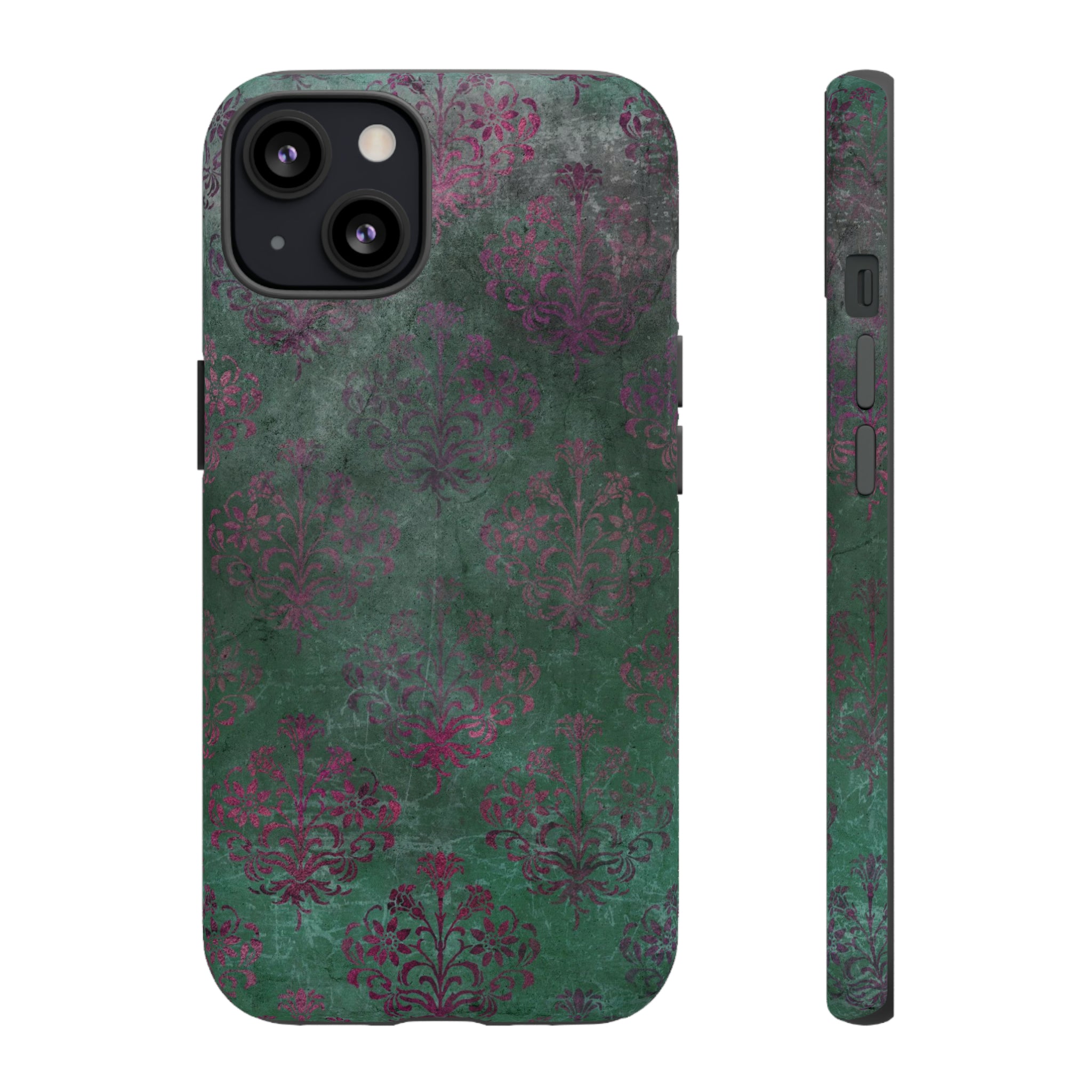 Green Damask Gothic Flower - Protective Phone Case