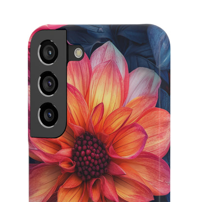 Floral Harmony Orange Blue - Slim Samsung S22 Phone Case