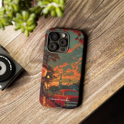 Mid-Century Nostalgia Streetscape iPhone 15 - Tough Phone Case