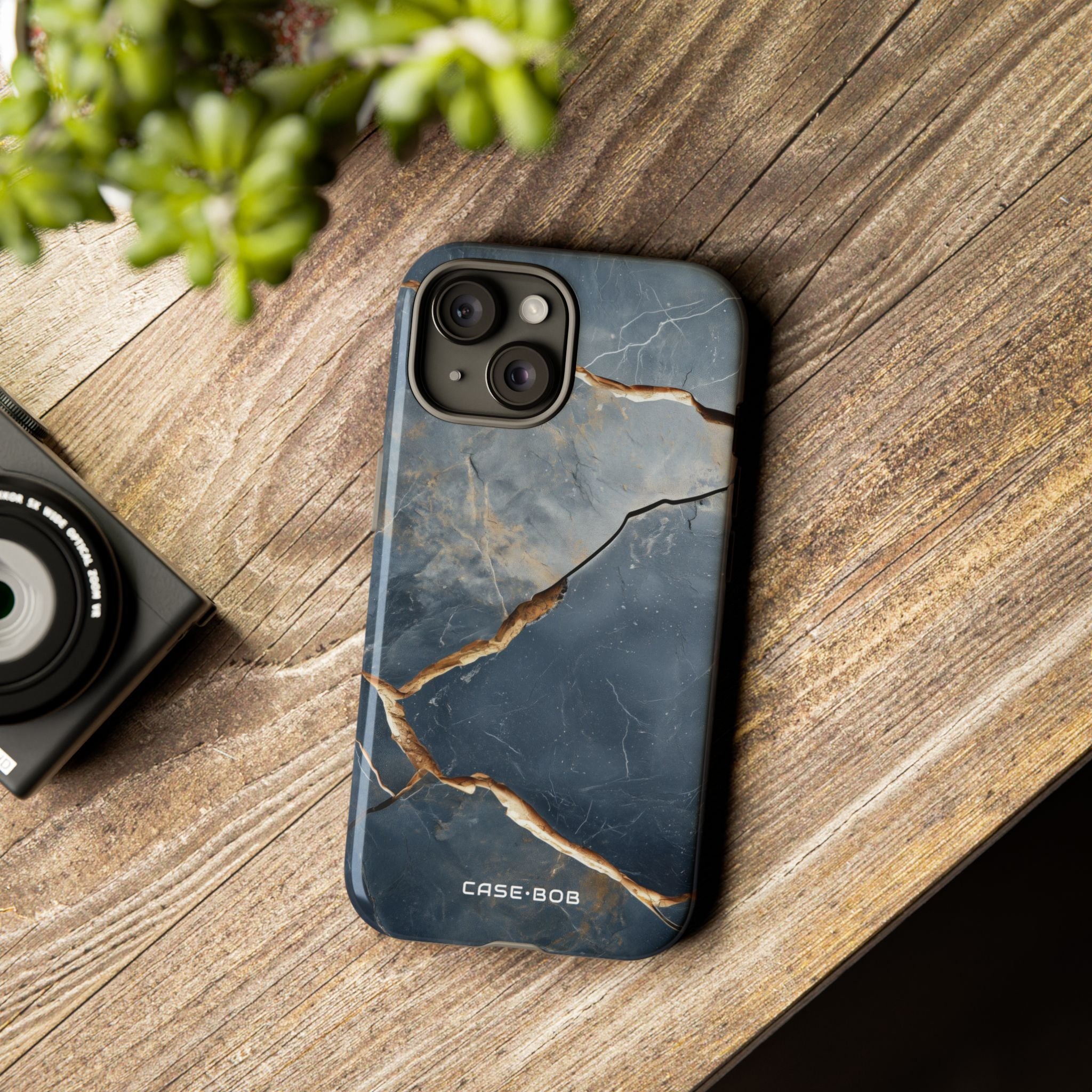 Jagged Vein Navy iPhone 15 Case - Tough