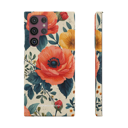 Vibrant Botanical Poppies - Slim Samsung S22 Phone Case