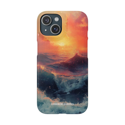 Ocean Sunset Waves - Slim iPhone 15 Phone Case