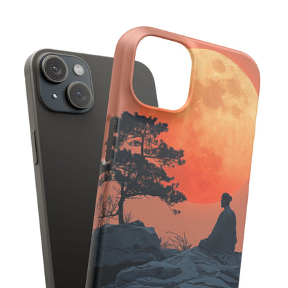 Zen Tranquility Under a Red Moon iPhone 15 - Slim Phone Case