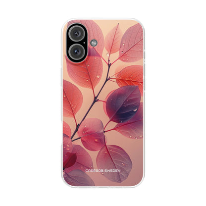 Pink Serenity Leaf Design - Flexi iPhone 16 Phone Case